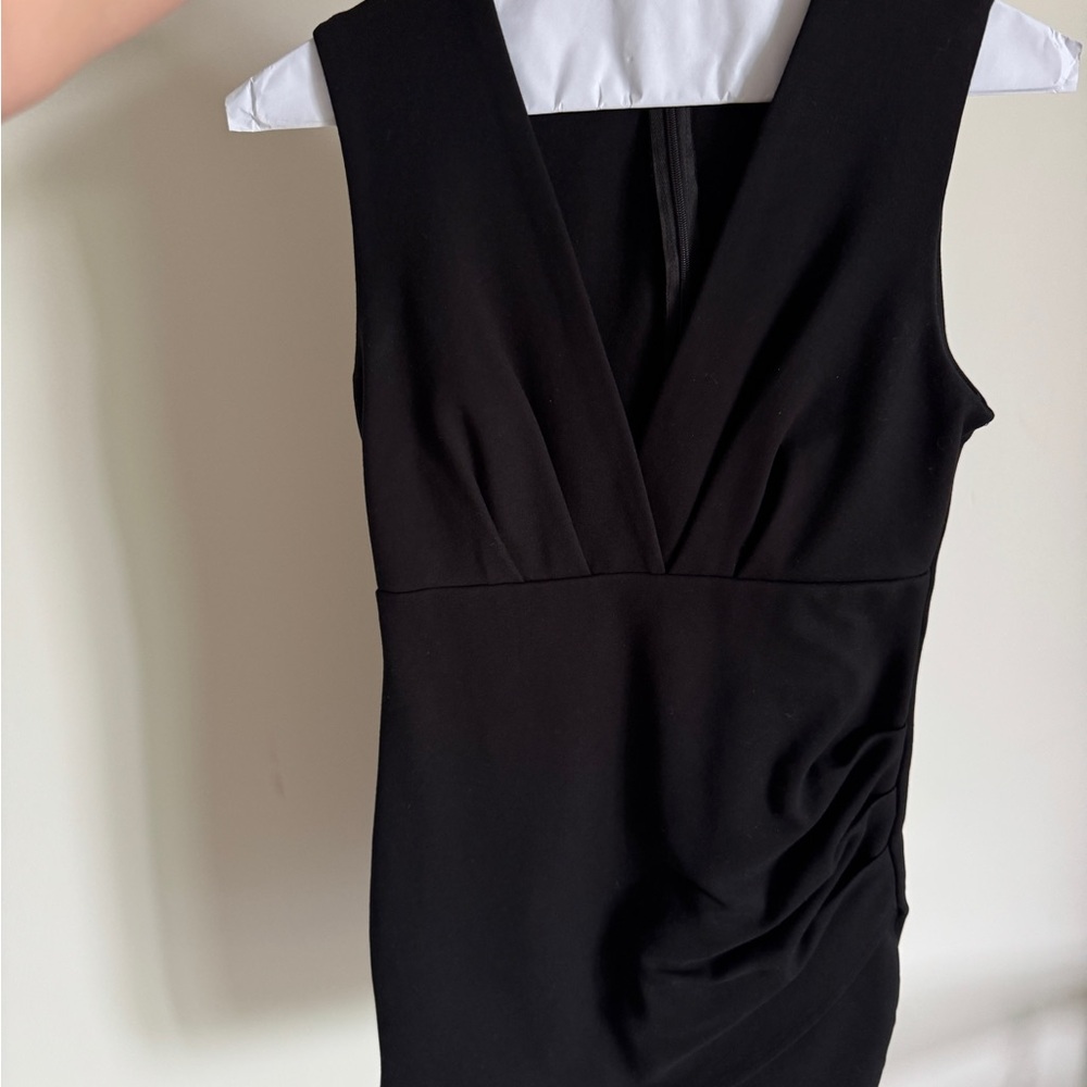 Lulu's Black Pleated Wrap Cocktail Dress